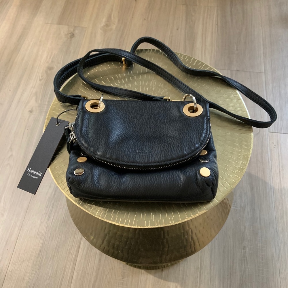 Hammitt Black Crossbody Bag with Gold Accents